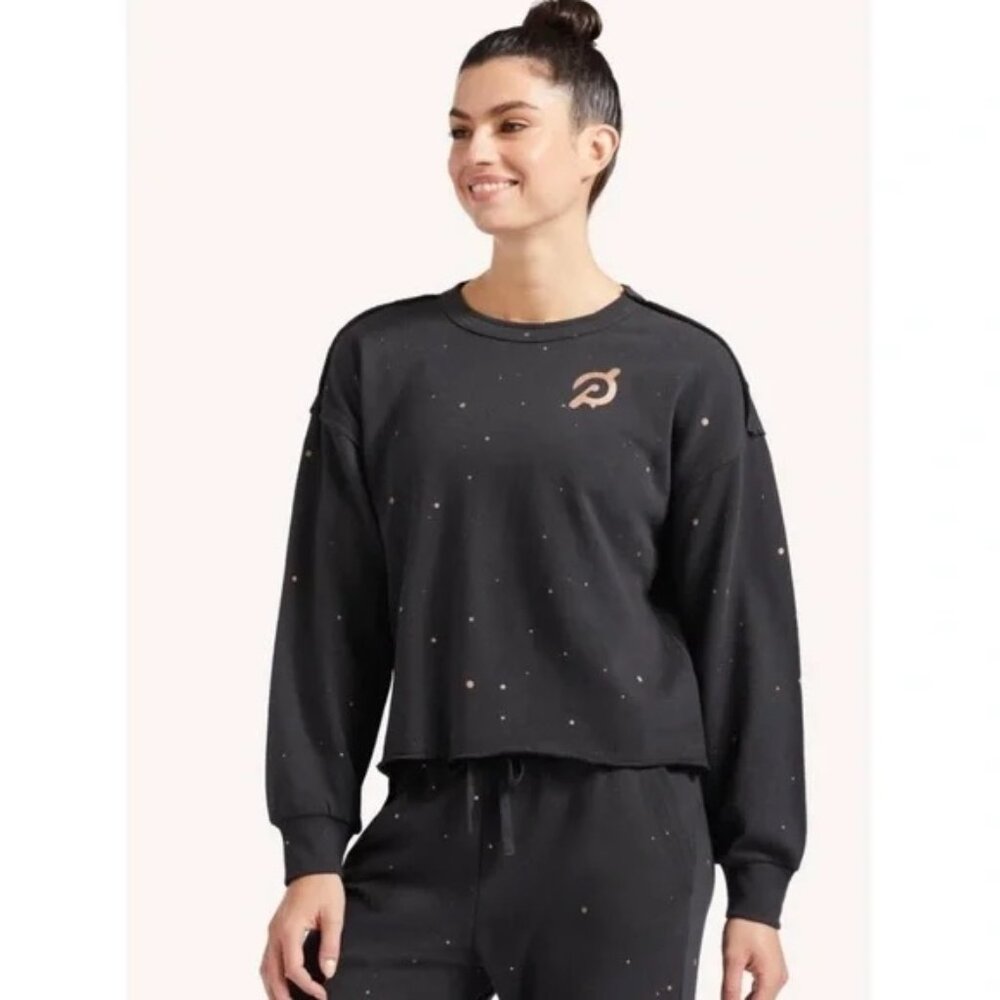 Peloton Shine Crewneck Pullover Sweatshirt Black and Rose Gold Sweatshirt